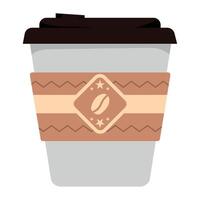 Coffee cup with a brown lid and a brown band vector