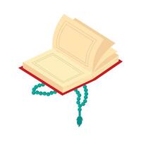 Open book with rosary illustration vector