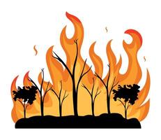 A fire with trees and bushes on it vector