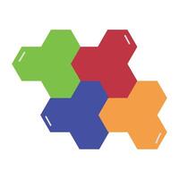 A group of four colored hexagons vector
