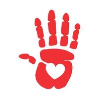A hand with a heart in it on a white background vector