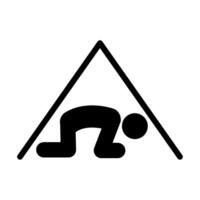 A black and white sign with a man in a triangle vector