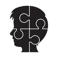 A silhouette of a person's head with a puzzle piece in the middle vector