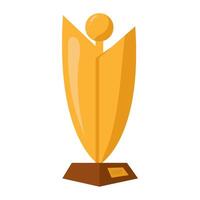 A golden trophy with a man standing on it vector