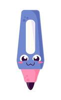 A blue pencil with a pink face and eyes vector
