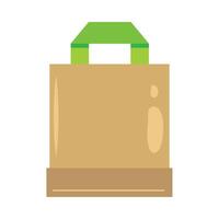 Brown paper bag with green handle on white background vector