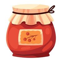 Jar of jam with berries illustration vector