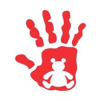 A hand with a teddy bear in it's hand vector