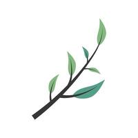 A branch with leaves on it is shown in a flat design vector
