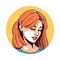 A woman with red hair is in a circle vector