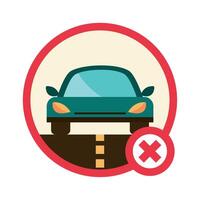 A car is driving on the road with a red cross vector