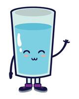 A cartoon glass of water with a smile vector