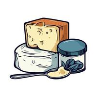 Cheese and butter on a white background vector