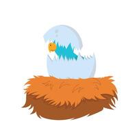 An eagle sitting in a nest with a blue bird vector