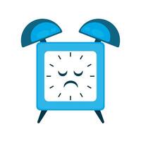 An alarm clock with a sad face vector