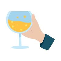 Hand holding a glass of wine with bubbles vector