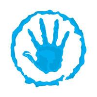 A blue handprint in a circle on a white background vector