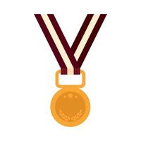 Gold medal with ribbon on white background vector
