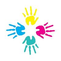 Colorful handprints in the shape of a star vector