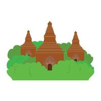 An illustration of a pagoda in the middle of a forest vector
