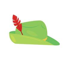 A green hat with a red feather on it vector