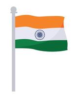 India flag on a pole isolated on white background vector