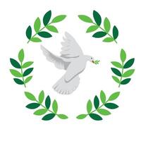 A white dove with olive branches in its beak vector