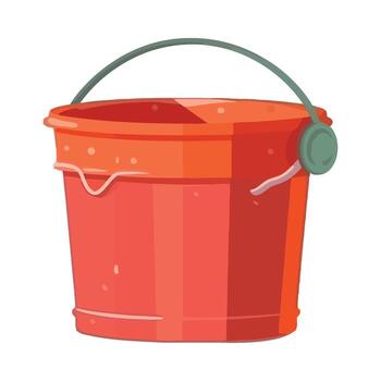 A red bucket with a handle on a white background vector