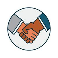 Two people shaking hands in a circle vector
