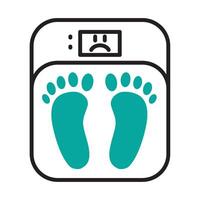 A cartoon image of a scale with a foot on it vector