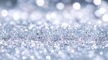 Snow white frosted background with delicate silver sparkle and glitter texture capturing the elegance of a Christmas winter wonderland atmosphere cold crisp and magical photo