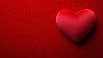 Red velvet background with subtle heart shaped texture soft light creating gentle shadows Valentines Day holiday romance and love theme vibrant scarlet tones hinting at luxury and warmth photo