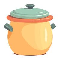 An illustration of a pot with a lid vector