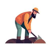 A man with a shovel digging in the dirt vector