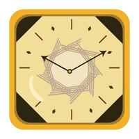A clock with a yellow frame and a black face vector