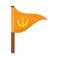 An orange flag with a golden symbol on it vector