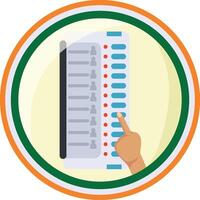 A hand pointing to a voting machine in a circle vector