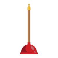 A red mop with a wooden handle on a white background vector