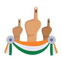 Indian election symbol with two hands and a finger up vector