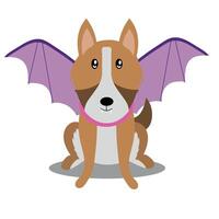 A cartoon dog with bat wings vector