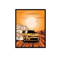 speed car on the desert vector