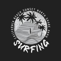 California surfing illustration and typography, perfect for t-shirts, hoodies, prints etc. vector
