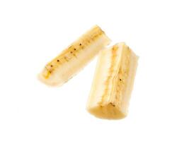 group of pairs of two slices of banana, isolated photo