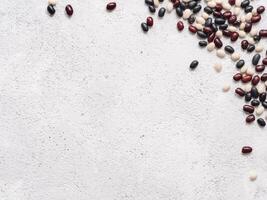 Top view of raw mixed beans with copy space photo
