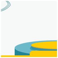 abstract background with blue and yellow isometric podiums, Design element illustration background in square shape with geometric abstract theme vector