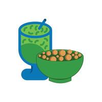 Cereal and smoothie icon in flat style on a white background. Food design elements for breakfast complete with accompanying drinks vector