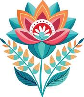 Modern abstract folk boho single isolated flowers Design vector