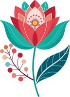 Modern abstract folk boho single isolated flowers Design vector