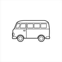 White Background Outline Sketch Of A Mini Bus art vector