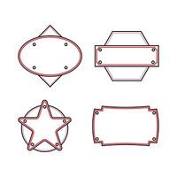 Set of simple geometric shapes with bold outlines and dotted patterns for labels, badges or frames on white background vector